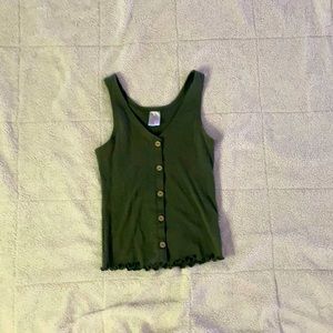 Navy green tank button down